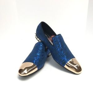 🌟HP🌟 Amali Men's Royal Blue Slip-on Loafers Metal Toe Spike Heels